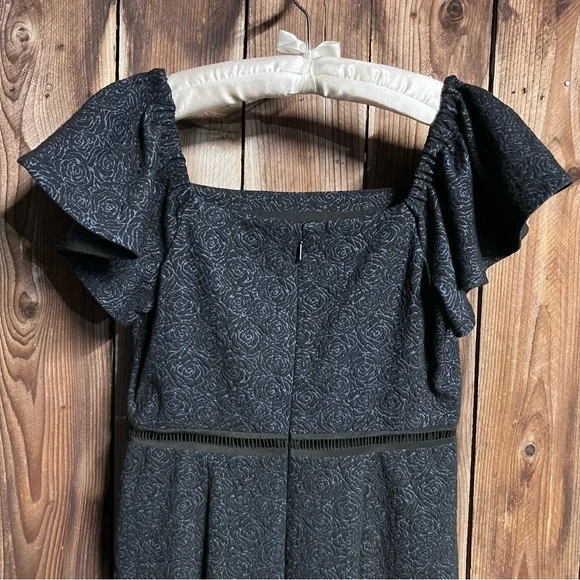 Rebecca Taylor Off The Shoulder Rose Jacquard Cutouts Sheath Dress Sz 6 - Picture 7 of 12